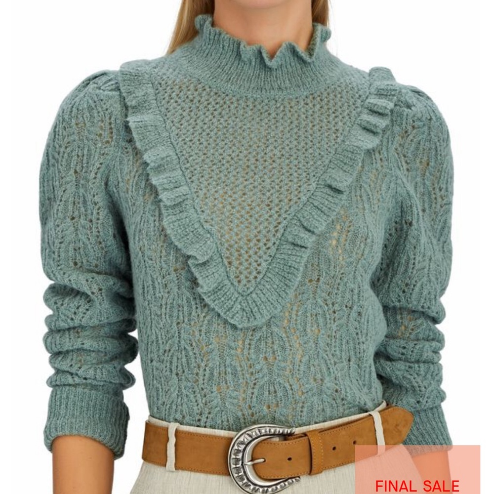 NWOT VERONICA BEARD Sorina Ruffled Alpaca-Blend Sweater (sz L)